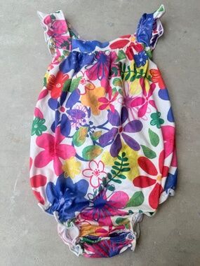 Tropical Floral Crossback Sunsuit Bubble Romper